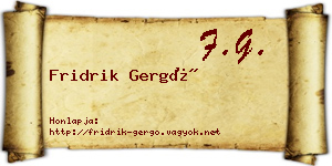 Fridrik Gergő névjegykártya