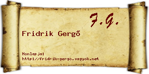 Fridrik Gergő névjegykártya